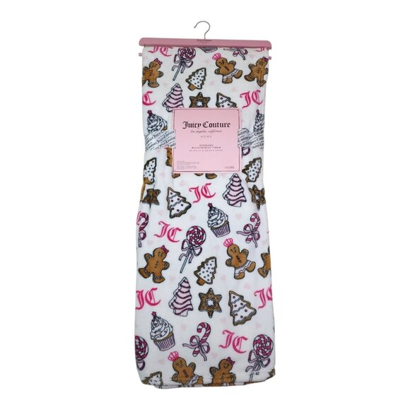 Juicy Couture Oversized Plush Printed Throw 60X70" Gingerbread Holiday Christmas - Picture 10 of 10